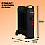 Schallen 800W 6 Fin Mini Slim Oil Filled Electric Portable Radiator Heater BLACK