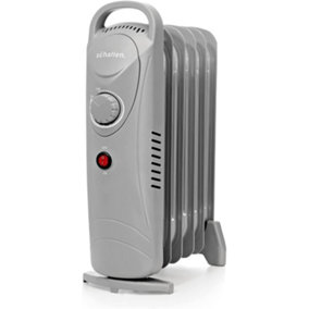 Schallen 800W 6 Fin Mini Small Portable Electric Slim Oil Filled Radiator Heater with Adjustable Temperature- GREY
