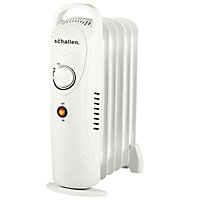 Schallen 800W 6 Fin Mini Small Portable Electric Slim Oil Filled Radiator Heater with Adjustable Temperature- WHITE