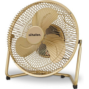 Schallen 9" Metal High Velocity Cold Air Circulator Adjustable Floor Fan with 3 Speed Settings - Champagne Gold