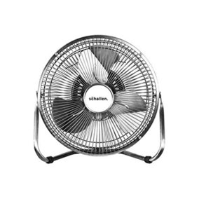 Schallen 9" Metal High Velocity Cold Air Circulator Adjustable Floor Fan with 3 Speed Settings - Chrome / Silver
