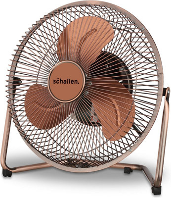 Schallen 9" Metal High Velocity Cold Air Circulator Adjustable Floor Fan with 3 Speed Settings - Copper