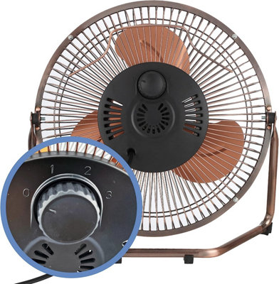 Schallen 9" Metal High Velocity Cold Air Circulator Adjustable Floor Fan with 3 Speed Settings - Copper
