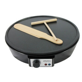 Schallen Black 1000W 12" Electric Traditional Pancake & Crepe Maker Machine + Utensils