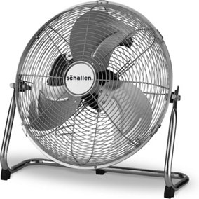 Schallen Chrome Silver Metal High Velocity Cold Air Circulator Adjustable Floor Fan with 3 Speed Settings - 14"