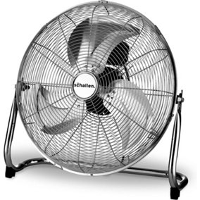 Schallen Chrome Silver Metal High Velocity Cold Air Circulator Adjustable Floor Fan with 3 Speed Settings - Large 18"