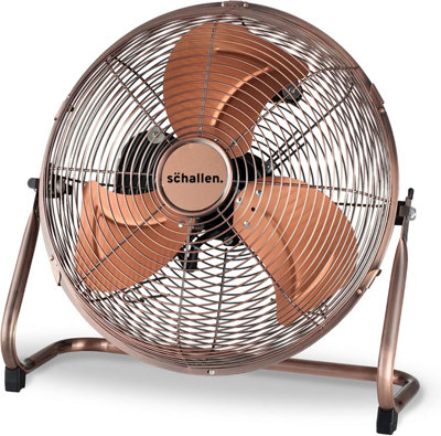 Schallen Copper Metal High Velocity Cold Air Circulator Adjustable Floor Fan with 3 Speed Settings - 14"