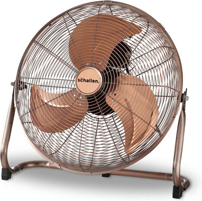 Schallen Copper Metal High Velocity Cold Air Circulator Adjustable Floor Fan with 3 Speed Settings - Large 18"