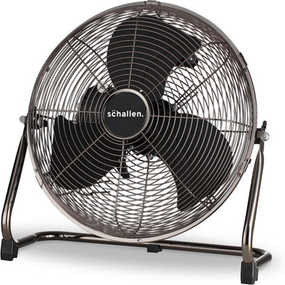 Schallen Gunmetal Grey Black Metal High Velocity Cold Air Circulator Adjustable Floor Fan with 3 Speed Settings - 14"