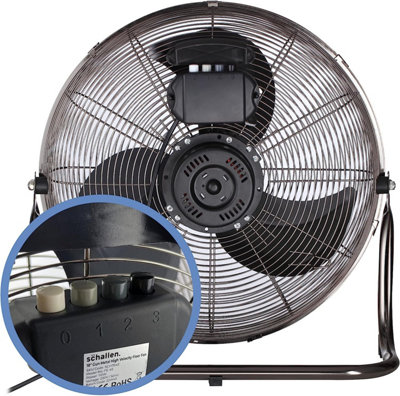 Schallen Gunmetal Grey Black Metal High Velocity Cold Air Circulator Adjustable Floor Fan with 3 Speed Settings - Large 18"