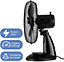 Schallen Home & Office Electric 12" 3 Speed Electric Tilt Oscillating Worktop Desk Table Air Cooling Fan in BLACK
