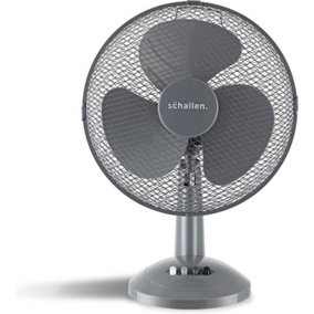 Schallen Home & Office Electric 12" 3 Speed Electric Tilt Oscillating Worktop Desk Table Air Cooling Fan in GREY