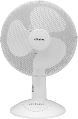 Schallen Home & Office Electric 12" 3 Speed Electric Tilt Oscillating Worktop Desk Table Air Cooling Fan in WHITE