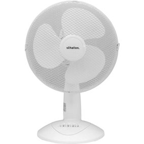 Schallen Home & Office Electric 12" 3 Speed Electric Tilt Oscillating Worktop Desk Table Air Cooling Fan in WHITE