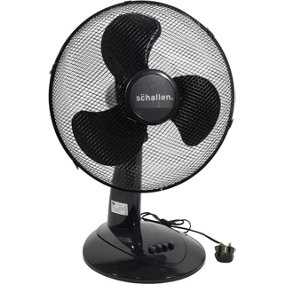 Schallen Home Work Office Electric 16" 3 Speed Electric Oscillating Worktop Desk Table Air Cooling Fan - BLACK