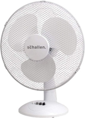 Schallen Home Work Office Electric 16" 3 Speed Electric Oscillating Worktop Desk Table Air Cooling Fan - WHITE