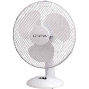 Schallen Home Work Office Electric 16" 3 Speed Electric Oscillating Worktop Desk Table Air Cooling Fan - WHITE
