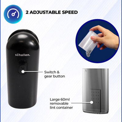 Schallen Lint Remover Handheld Fabric Shaver Black
