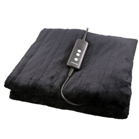 Schallen Luxury Soft Heated Warm Throw Over Blanket with Timer & 10 Heat Settings - Black
