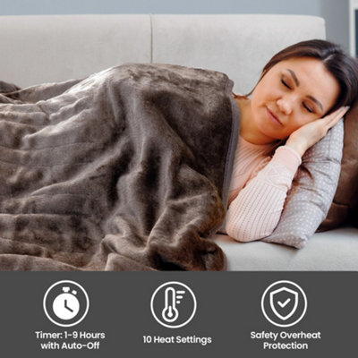 Schallen Luxury Soft Heated Warm Throw Over Blanket with Timer u0026 10 Heat  Settings- Brown | DIY at Bu0026Q