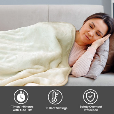 Schallen Luxury Soft Heated Warm Throw Over Blanket with Timer u0026 10 Heat  Settings- Cream | DIY at Bu0026Q