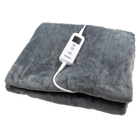 Schallen Luxury Soft Heated Warm Throw Over Blanket with Timer & 10 Heat Settings- Grey