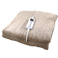 Schallen Luxury Soft Heated Warm Throw Over Blanket with Timer & 10 Heat Settings - Mink