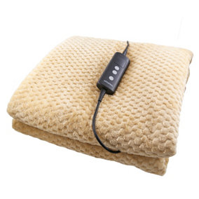 Schallen Luxury Waffle Soft Heated Warm Throw Over Blanket with Timer & 10 Heat Settings - Waffle Neutral