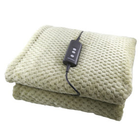 Schallen Luxury Waffle Soft Heated Warm Throw Over Blanket with Timer & 10 Heat Settings - Waffle Sage Green