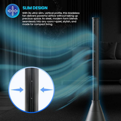 Schallen Modern Sleek Oscillating Bladeless Fan with 8 Hour Timer, 9 ...