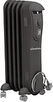 Schallen Oil Filled Radiator 1000W 5 Fin Portable Heater with Thermostat - BLACK