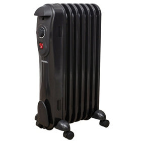 Schallen Oil Filled Radiator 1500W 7 Fin Portable Heater with Thermostat - BLACK