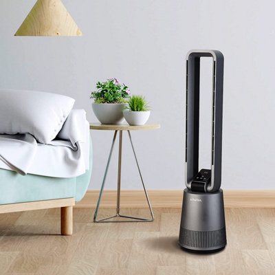 Schallen Oscillating Bladeless Modern LED Touch Button Tall Floor ...