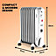 Schallen Portable Electric Slim Oil Filled Radiator Heater with Adjustable Temperature Thermostat 2500W  11 Fin