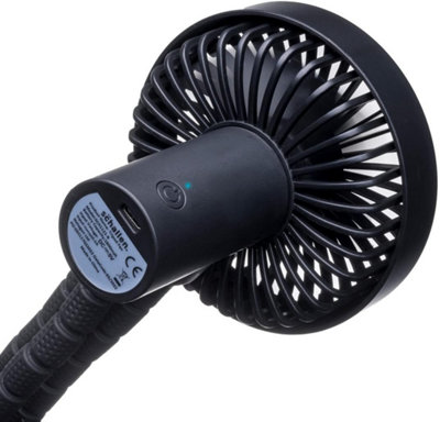 Schallen Rechargeable 4 Way Portable Clip on, Handheld Lightweight Fan for Pram, Car Seat, Desk, Office (Black)