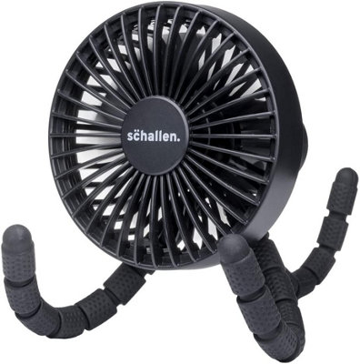 Schallen Rechargeable 4 Way Portable Clip on, Handheld Lightweight Fan for Pram, Car Seat, Desk, Office (Black)