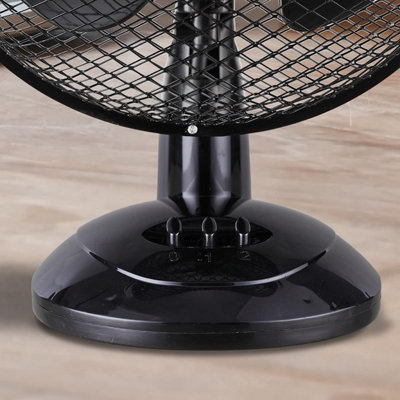 Schallen Small 9" Portable Desk Table Oscillating Cooling Fan with 2 Speed Setting & Quiet Operation in Black