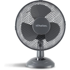 Schallen Small 9" Portable Desk Table Oscillating Cooling Fan with 2 Speed Setting & Quiet Operation in Grey