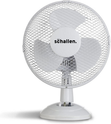 Schallen Small 9" Portable Desk Table Oscillating Cooling Fan with 2 Speed Setting & Quiet Operation in White