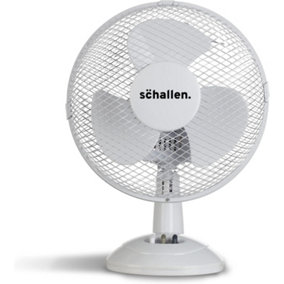 Schallen Small 9" Portable Desk Table Oscillating Cooling Fan with 2 Speed Setting & Quiet Operation in White