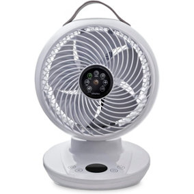 Schallen White Oscillating Small Quiet Silent Air Cooling Table Desktop Circulator Fan with LCD Display & Remote Control
