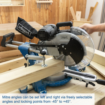 Scheppach HM140L 12" Sliding Mitre Saw, 2000W, 305mm 24T 48T TCT Blades, 330x105mm Cross Cut, 45 Degree Double Bevel & Laser Guide