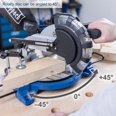 Scheppach HM210L 8" Cross-Cut Mitre Saw, 1500W, 210mm TCT Blade, 120x60mm Cross Cut, 45 Degree Bevel & Laser Guide