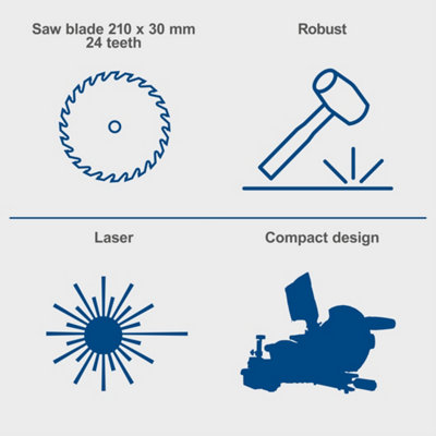 Scheppach HM210L 8" Cross-Cut Mitre Saw, 1500W, 210mm TCT Blade, 120x60mm Cross Cut, 45 Degree Bevel & Laser Guide