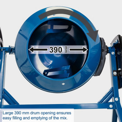Scheppach MIX160 Electric Concrete Mixer, 650W, 160L Drum 114kg ...