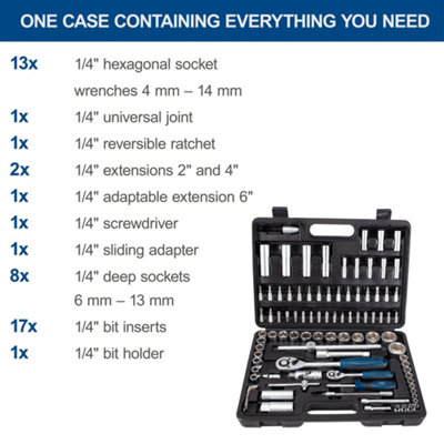 Scheppach TB94 Socket Wrench Set, 95 Piece Tool Kit, Chrome Vanadium ...