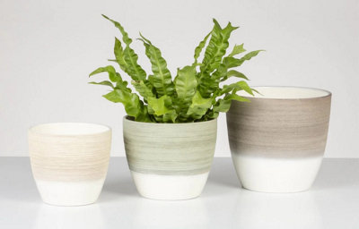 鉢・プランター KATACHISEISAKUJYO / Mederu pot Dripper M Scheurich 950 Indoor Cover Flower Plant Pot Matcha Cream 19cm