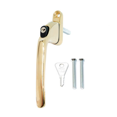 Schlosser Technik - Inline Espag UPVC Window Handle Key Locking Double Glazing - Spindle Bar Length: 20mm - Gold