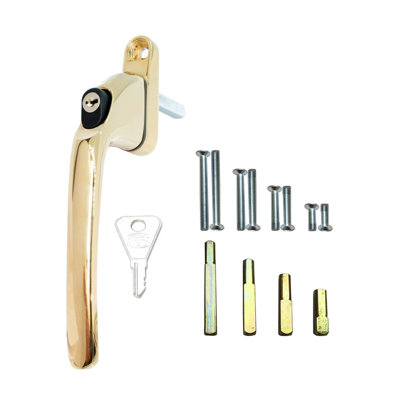 Schlosser Technik Inline Key Locking Espag Window Handle Kit - 55mm Spindle - Gold