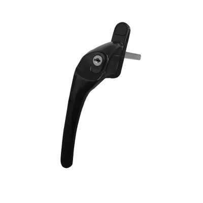 Schlosser UPVC Key Locking Espag Window Handle - Left-Handed, 55mm Spindle, Black Steel